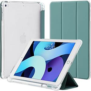 4UBonLife Custodia per iPad 9,7 Pollici 6a / 5a Generazione 2018/2017 con Portapenne, per iPad Air 1 2013/Air 2 2014 Sottile Leggero in Morbido TPU Traslucida Posteriore Opaca Cover, Verde Notte
