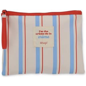 Mr. Wonderful Mr.Wonderful - Beauty case impermeabile a righe blu, rosse e beige - I'm the crème de la crème - Beauty case perfetto per spiaggia, fiume, piscina