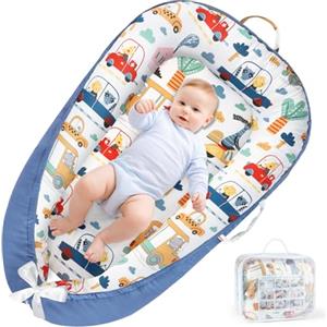 URMYWO Riduttore Lettino Neonato 90x55 cm Cuscino Doppia Faccia Riduttore per Culla Neonato in Cotone 100% Puro Fatto a Mano per Massimo Comfort (Blu)