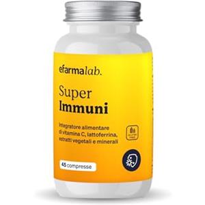eFarmaLab Super Immuni Integratore Difese Immunitarie con Vitamina C, D3, Zinco, Lattoferrina ed Estratti Vegetali | 45 Compresse | Made in Italy