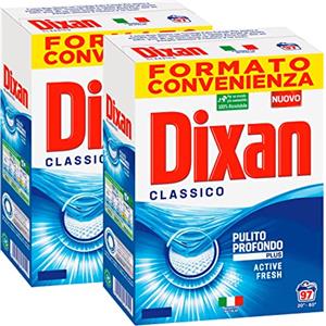 Dixan 2x Dixan Classico Pulito Profondo Plus Active Fresh Detersivo in Polvere Smacchiante per Lavatrice Formato 5,82kg - 194 Lavaggi