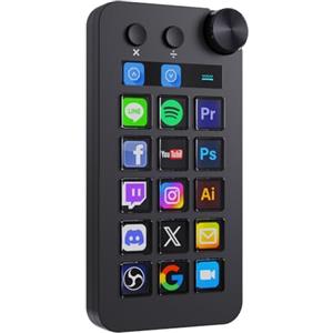 Basicolor N1 Stream Controller Deck 3-in-1: 15 Tasti LCD Macro, Numpad & Calcolatrice - Tastiera Programmabile per Streaming (YouTube, OBS, Twitch), Produttività & Gaming (Mac 14.0+/Win10+) - Nero