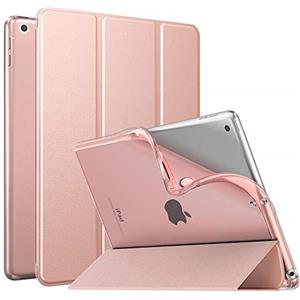 MoKo Cover per Nuovo iPad 10,2" iPad 9a Gen. 2021/8a Gen. 2020/7a Gen. 2019, Custodia Ultra Sottile Leggero Tri-fold Auto Sveglia/Sonno con Retro Semi-trasparente in TPU, Oro Rosa