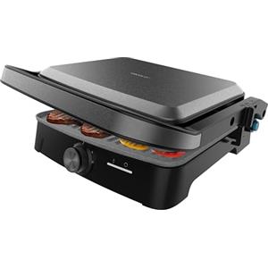 Cecotec Griglia Elettrica con Grill Rock'nGrill 2000 Full Open. 2000W, 279x229mm, Apertura 180°, RockStone Antiaderente, Piastra Galleggiante, Raccogli Grasso, Stoccaggio Verticale, Temp. Regolabile
