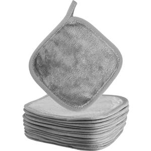 Rairsky 14 Pezzi Dischetti Struccanti Grandi Riutilizzabili Lavabili per Viso e Occhi ,16 x 16 cm Panno Struccante Viso Microfibra, Salviette Struccanti Set Ultra Morbido per La Pulizia Quotidiana,Grigio