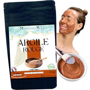 Mysterious way Argilla 200 gr polvere naturale, maschere per la cura del corpo e del viso - Scrub Pulisce ammorbidito - Disintossica la pelle maschera, naturale (rosso)