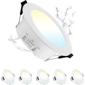 Grebeam 5 Pezzo Faretti LED da Incasso per Cartongesso 5W, IP44 Fari da Soffitto, Regolabile Bianco Caldo/Bianco Neutro/Bianco Freddo, Faretti LED 68mm per Bagno Cucina Soggiorno