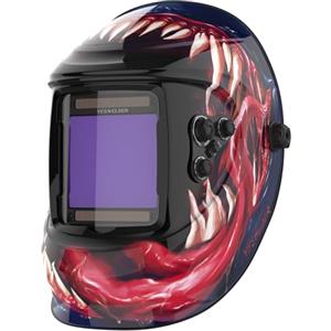 YESWELDER Maschera Saldatura Autoscurante Colore Vero, 10X9 cm Casco per Saldatura Grande Schermo, Solar Power/Pila Sostituibile, 4 Sensori d'arco Ampio schermo 4/5-9/9-13 per TIG MIG ARC CUT GRIND