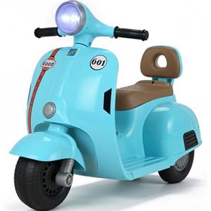 MAMIZO Moto Elettrica per Bambini 6V, Moto Giocattolo Cavalcabile a 3 ruote, Avanti e Indietro, con schienale, Fari, USB, Pedali, Musica, 72x56x37 cm, 2 km/h, max 20 kg, per bambini 3-6 anni, Blu
