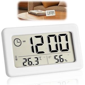 Amztour Termometro Igrometro Elettronico con Wireless Sveglia Digitale Comodino Orologio da Parete Tavolo con Temperatura Umidità Casa 12/24 Ore Adatto per Camera da Letto e Soggiorno