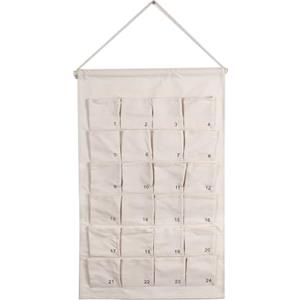 GISELA D Calendario dell'Avvento in tessuto con 24 tasche numerate, 67 x 42 cm, bianco da appendere, da riempire per ornamenti natalizi