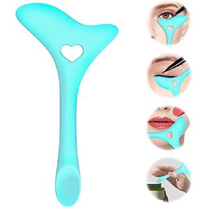 IOSPKKIO® - Stencil per eyeliner, in silicone, aiuta a disegnare la riga di eyeliner e ad applicare il rossetto, la crema viso e le maschere, riutilizzabile (blu)