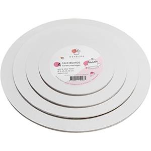 Wenburg Premium Cake Board Set | 4 Piatti Torta Rotonde | 3 mm, Oro e Argento | Può Essere Utilizzato Su Entrambi i Lati | Cartone per Torte | Tavola per Torte