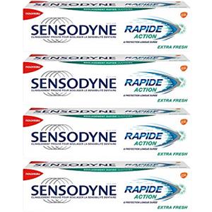 Sensodyne Dentifricio Rapid Action Extra Fresh, Trattamento per la Sensibilità Dentistico, Gusto Mentolo, 75 ml, Confezione da 4