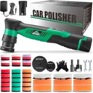 BATOCA S5 lucidatrice per auto a batteria Mini lucidatrice rotativa e orbitale con 1x batteria 12V 2.0Ah Kit di tamponi di lucidatura da 25mm/75mm per la cura dei dettagli 6 velocità 2000-5500RPM