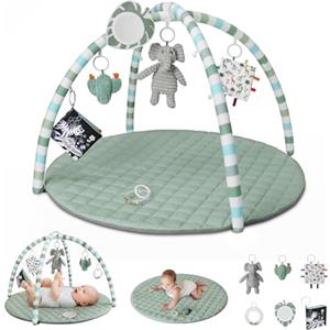 Blissful Diary Palestrina Neonato Con Arco Rimovibile, Palestrina Neonato Montessori Con 6 Giochi - Sviluppo Sensoriale E Motorio Progressivo, Regalo Per Neonati, Ragazze E Ragazzi,Verde Salvia
