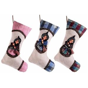 Generico Calza Befana in Stoffa con Befana in Rilievo - Calze Natalizie Assortite in Tessuto Decorativo - Idea Regalo Epifania - Addobbi da Appendere Colori Assortiti