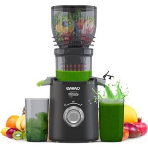 OMMO Estrattore Frutta e Verdura, 300W Estrattore di Succo con Apertura Extra-larga 148mm, Estrattori di Succhi Professionale con 2 Tazze PC, Senza BPA, Nero