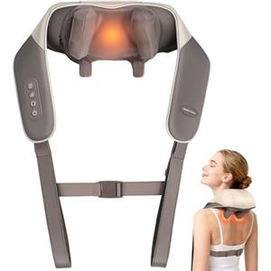 ELEHOT-Store Massaggiatore Cervicale Shiatsu, Senza Fili con Batteria 2600mAh, Tecnologia 4D e Calore a 2 Livelli, per Collo, Spalle e Schiena