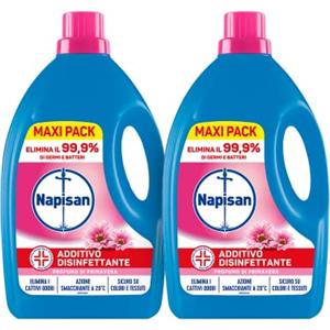 Napisan Additivo Disinfettante Lavatrice alla fragranza Profumo di Primavera, 2 Confezioni da 2.2 Litri di Additivo Liquido per Lavatrice, Contro i Batteri e i Cattivi Odori