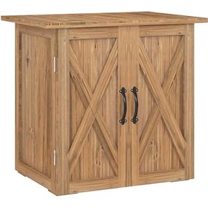 Outsunny Armadio da Esterno in Legno di Abete a 2 Ante, Casetta da Giardino per Attrezzi con Tetto e Chiusura Magnetica, per Giardino e Balcone, 77x55x72 cm, Marrone