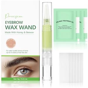 Beugo Penna di Cera Precisione, Kit di Cera per Sopracciglia Penna con 10 Strisce Depilatorie e 4 Salviette Detergenti Rimozione, Bacchetta di cera naturale per sopracciglia per Guance e Mento