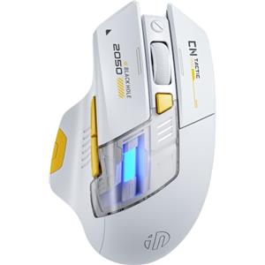 INPHIC A9 Explorer Mouse Gaming Wireless Tri-Modo 12800 DPI clic silenziosi | Mouse ricaricabile Bluetooth, 2,4GHz / Cavo Type-C, 1000Hz, RGB, ergonomico destro per Desktop e Tablet