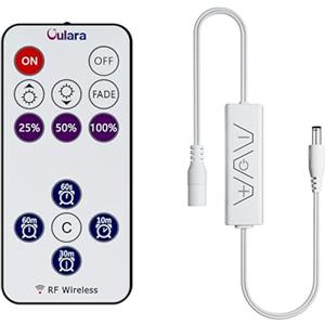 OULARA Controller LED, telecomando wireless RF a 13 tasti e ricevitore a 3 pulsanti con connettore DC, dimmer RF con funzione timer per strisce LED DC12V-24V COB/3528/2835/5050