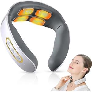 EONDEVO Massaggiatore Cervicale, 6 Modalita 9 livelli Massaggiatore Collo Schiena, Massaggio a Impulsi a 4 Teste e Funzione di Riscaldamento a Temperatura Costante, per un Massaggio Preciso a Casa Tua