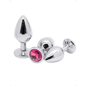 KONFEN 3 Pezzi Anal Butt Plug Anale Metallo Kit, Sex Toys Plug Anale Donne Uomo Donna Coppia Sexytoysys Grande Medio Piccolo Principianti Dilatatore Sesso Giocattoli Set Diamante Cristallo Rosa rossa