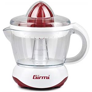 Girmi SR02 Spremiagrumi Elettrico, 25 W, Doppia rotazione, Capacità 700cc, Doppia coppa di spremitura piccola e grande, Rosso/Bianco