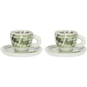 THUN, Set 2 Tazzine Espresso e Zuccheriera in Porcellana, Linea AbbracciAMI, Set da Collezione per Cucina, Tazzina 85 ml, Ø 6.70 cm, 5.2 cm h, Piattino Ø 12 cm, Zuccheriera 370 ml, Ø 10.25 cm