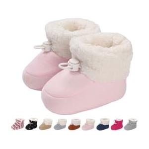Monstoyo Stivaletti Neonata Neonato Pantofole Antiscivolo Termiche Fodera in Pile Babbucce Scarpe Invernali Morbido Cotone Scarpine Primi Passi Stivali da Neve Calzini Caldi Montaggio Marrone 6-12 Mesi