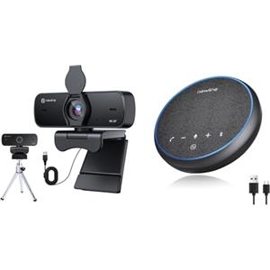 N newline Kit Videoconferenza Professionale - Webcam 4K con Microfoni a Cancellazione del Rumore + Altoparlante Conferenze Bluetooth USB, Audio a 360°, per PC e Home Office