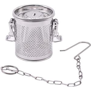 inkihuit Colino per spezie da cucinare, filtro per spezie in acciaio inox, grande colino da tè con gancio a catena, filtro a sfera per teiera, accessori da cucina per la preparazione di piatti di carne