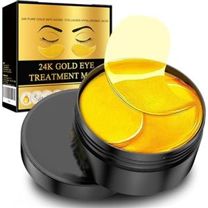gelpretty 60 Pcs Maschera Occhi 24K Gold, Patch Occhi Collagene,Combattente Occhiaie Scure e Borse Sotto gli Occhi, idratante e lenitiva per occhi gonfi, Migliora il Contorno Occhi,Unisex