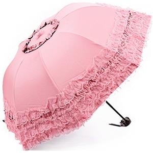 Maibar Ombrello Pieghevole Donne Bambini Bambina Pizzo Ombrelli Pieghevoli Parasole Umbrella 8 Ossa Prova UV Ombrellone (Anguria rossa)