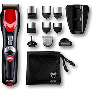Imetec Ducati By Imetec Kit Regolabarba GK 808 Circuit, 13 in 1 per Viso e Corpo, Lame Rivestite in Titanio, Lama Extra Large, Rifinitore di Precisione, Body Shaver, ca/batteria