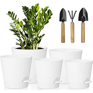 Idealife Vasi Da Giardino Set Di 5, 17.8/16.5/15.2/13.9/12.7cm Vasi Di Fiori Per Piante, Stile Moderno Vasi in Per Piante Grasse O Cactus Con 178 Fori Di Scarico, Decorativo Succulente Piante Vasi Da Fioriere