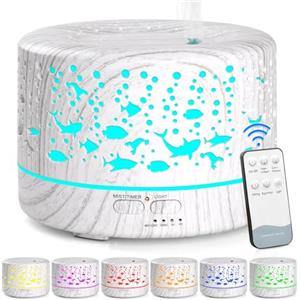 Hianjoo 700 ml Diffusore di Oli Essenziali, Umidificatore Ultrasuoni Aromaterapia Diffusore di Aromi con 7 Colori LED Luce, Purificatore Aria, Profumazione Ambiente per SPA,Yoga (Bianca)