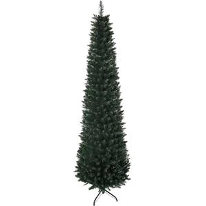 HOMCOM Albero di Natale Slim Alto 180cm con Base Pieghevole, Albero di Natale Artificiale con 380 Rami, in PVC e Metallo, Verde