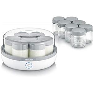 SEVERIN JG 3520 Yogurtiera per yogurt fatti in casa, Yogurtiera Elettrica con 14 vasetti da 150 ml, Coperchi 100% BPA Free, Macchina yogurt per yogurt greco con ricettario incluso