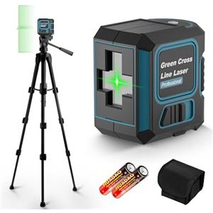Kevsuvqin Livella Laser con Treppiede, Livella Laser Autolivellante 360, Laser Verde, IP54 Impermeabile, Luminosità Regolabile Livello Laser per Cantieri Edili, Interior Design (Include 2 Batterie AA)