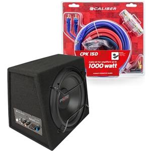 Caliber Altoparlante auto - con cavi - subwoofer - amplificatore da incasso - ingresso RCA - plug and play - BC112SA - 200 Watt RMS - nero - 330 x 400 x 355 mm