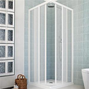 HDcasa Box Doccia Camelia PVC Bianco Pannelli Acrilico Semitrasparente Effetto Goccia, Ante Scorrevoli Angolari Chiusura Magnetica Reversibili Regolabile Senza Piombo 70x100x185cm Installazione Facile