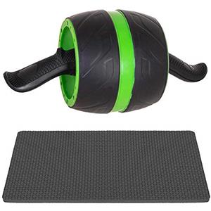 SPRINGOS AB Roller con Tappetino | Rullo per Addominali | Ruota con Manico | Attrezzo per Addominali | Attrezzo per allenare i Muscoli | Rullo per Esercizi (Nero e Verde + Nero Opaco)