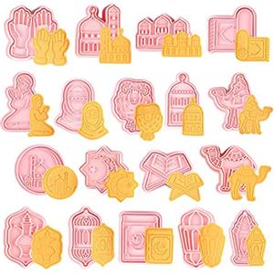 ZOOMPIL Cookie con stampaggio Ramadan, 18 padelle di biscotti Ramadan, decorazione per taglierina per biscotti Ramadan, per fondente, biscotti, cioccolato, pasticcini