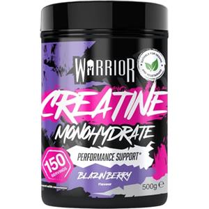 Warrior Creatina Monoidrata Micronizzata in Polvere 500g - Integratore Puro al 100% per Forza, Resistenza e Recupero Muscolare - Creatina Ultra Premium Senza Additivi (Blazin Berry)