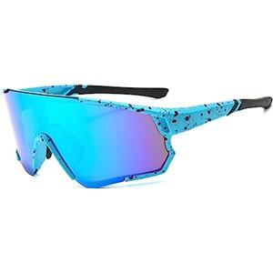 LJCZKA Occhiali da Sole Sportivi Uomo Donna, Occhiali da Ciclismo Antivento Occhiali Bici MTB Sport Outdoor Bicicletta con Protezione UV400