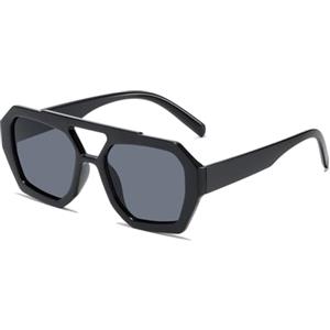 LJCZKA Occhiali da Sole Quadrati Retrò Donna Uomo, Occhiali da Sole Pilota Doppio Ponte Grandi Classico Anni 70